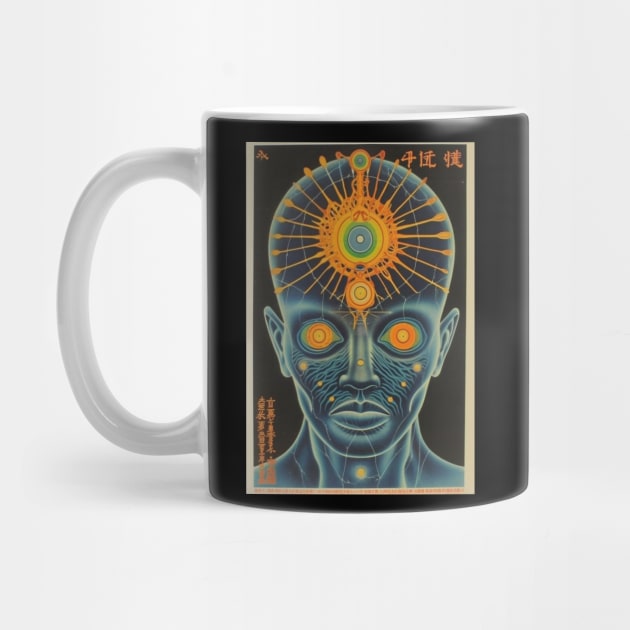 Retro Sci-Fi Third Eye Awakened Man Vintage Artwork - Cosmic Enlightenment by Soulphur Media